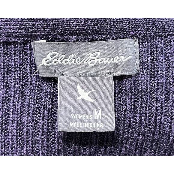 Women’s Merino Wool Blend Open Front Cardigan Sweater Purple Sz M - Picture 6 of 7